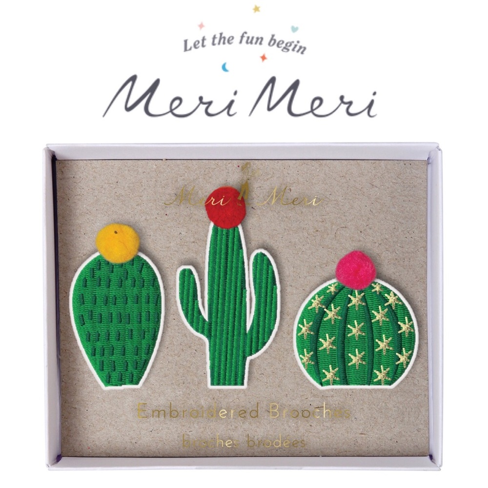 Meri Meri Embroidered Brooches: Cacti
